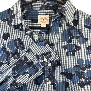 Brooks Brothers Red Fleece‎ Men's Blue Gingham Floral Button Down Shirt Size M